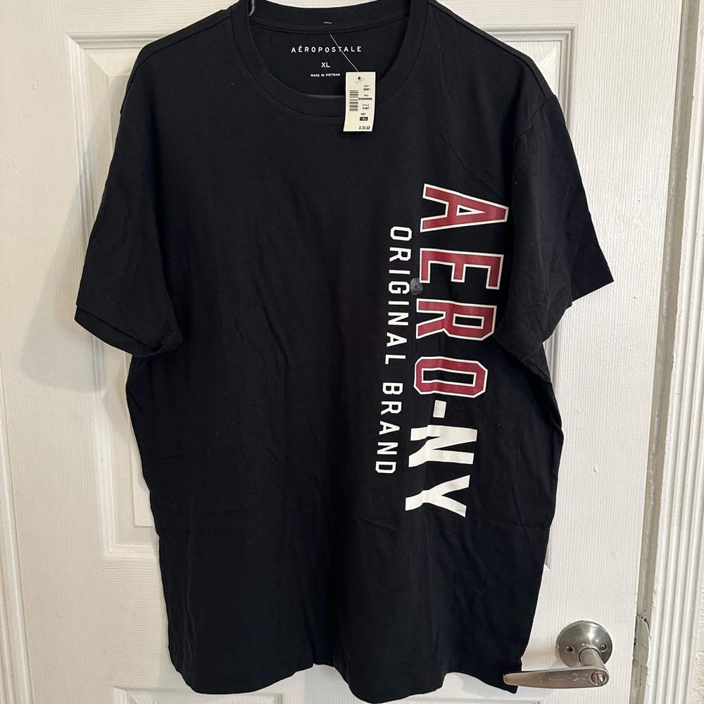 Aeropostale Black Tee with Red and White Logo